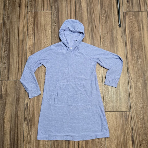 Hanna Andersson Other - Hanna Andersson Girls Blue Space Dye Hooded Active Dress Thumbholes Size 8 130cm